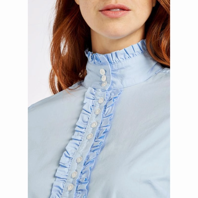 Today Only Steal Dubarry Ladies Chamomile Ruffle Detail Shirt - Pale Blue
