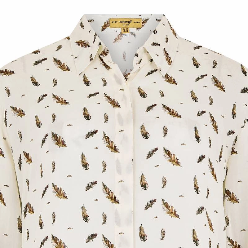 Dubarry Orchard Feather Print Ladies Viscose Shirt - Cream Dont Miss These Savings