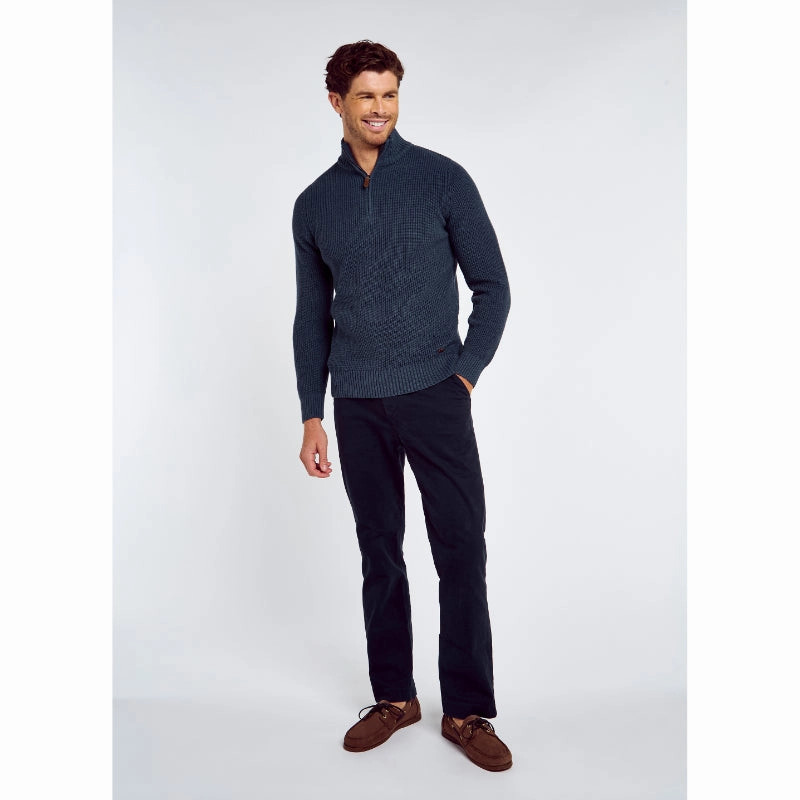 Online Deal Frenzy Surprise Offer Now Dubarry Portmarnock Mens Cotton Merino 1/4 Zip Knitted Jumper - Denim