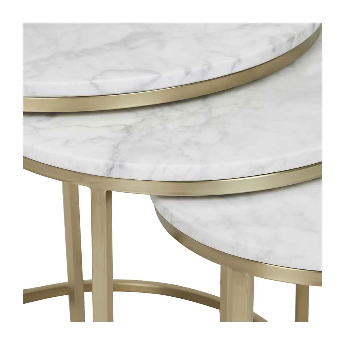 Elle Round Marble Nest of 3 Tables