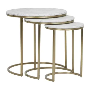Elle Round Marble Nest of 3 Tables