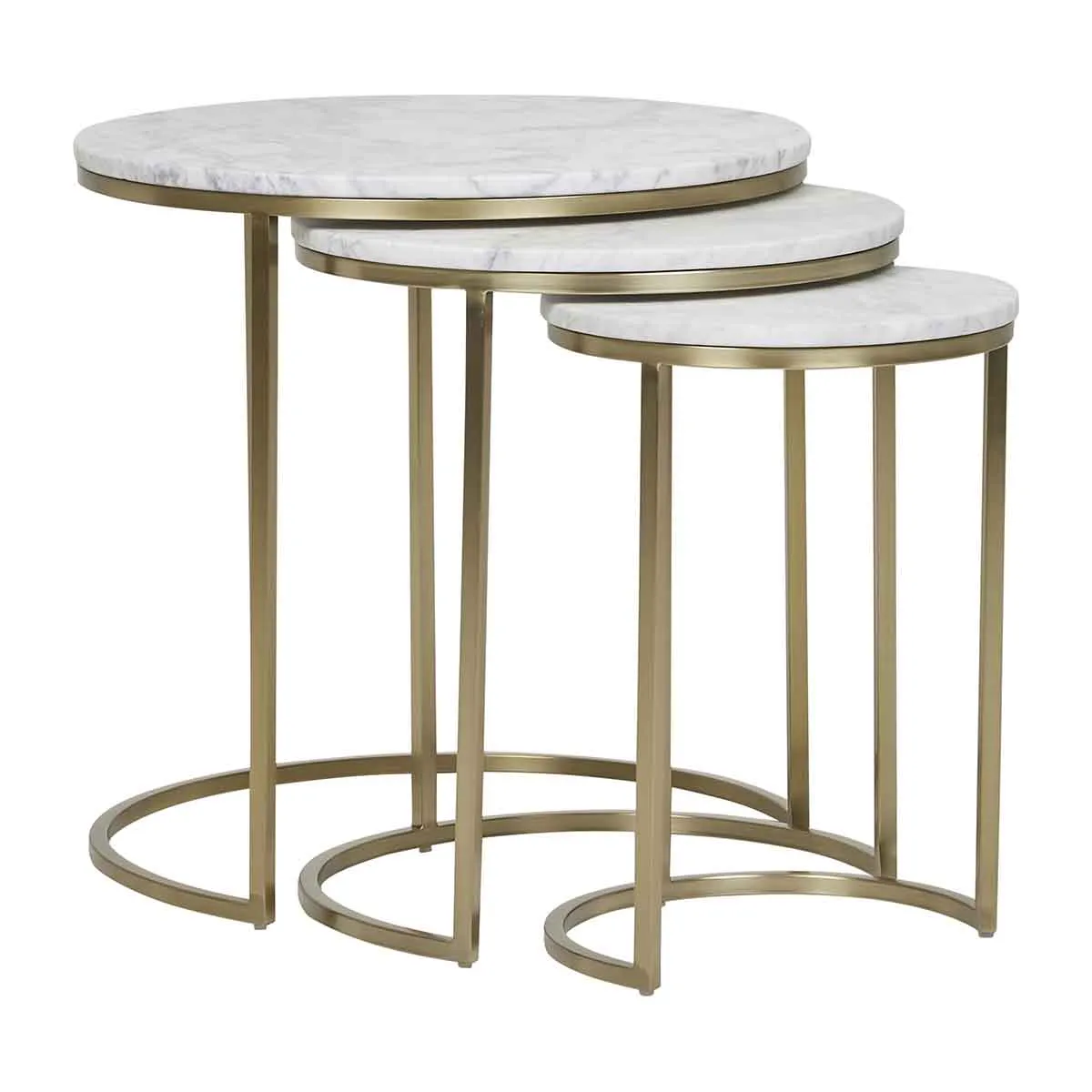 Elle Round Marble Nest of 3 Tables