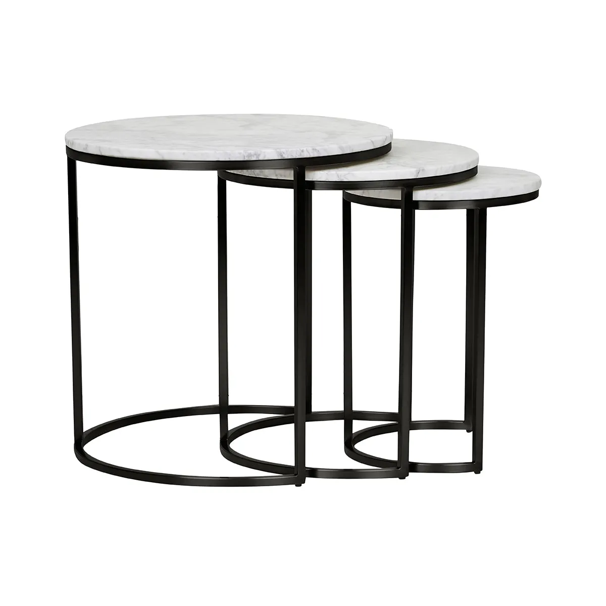Elle Round Marble Nest of 3 Tables