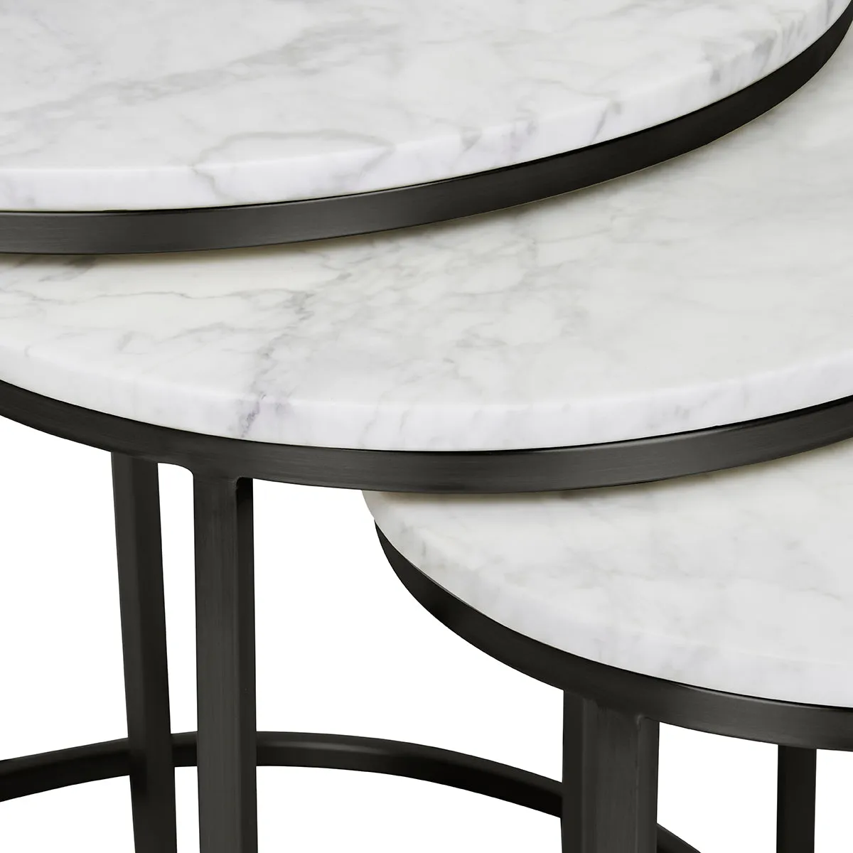 Elle Round Marble Nest of 3 Tables