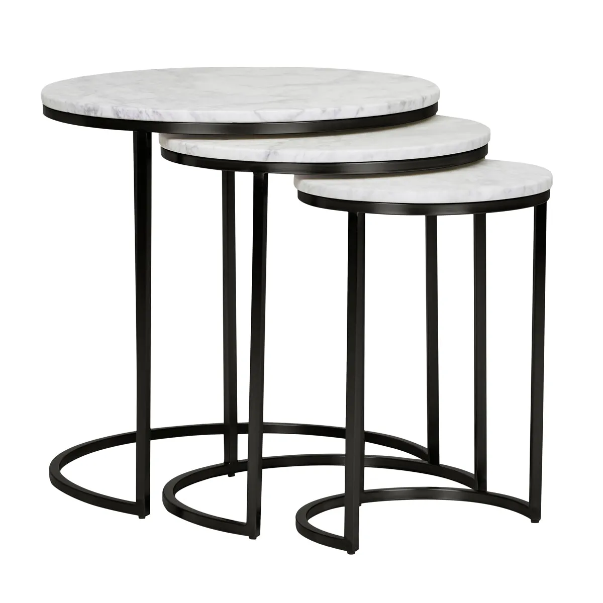 Elle Round Marble Nest of 3 Tables