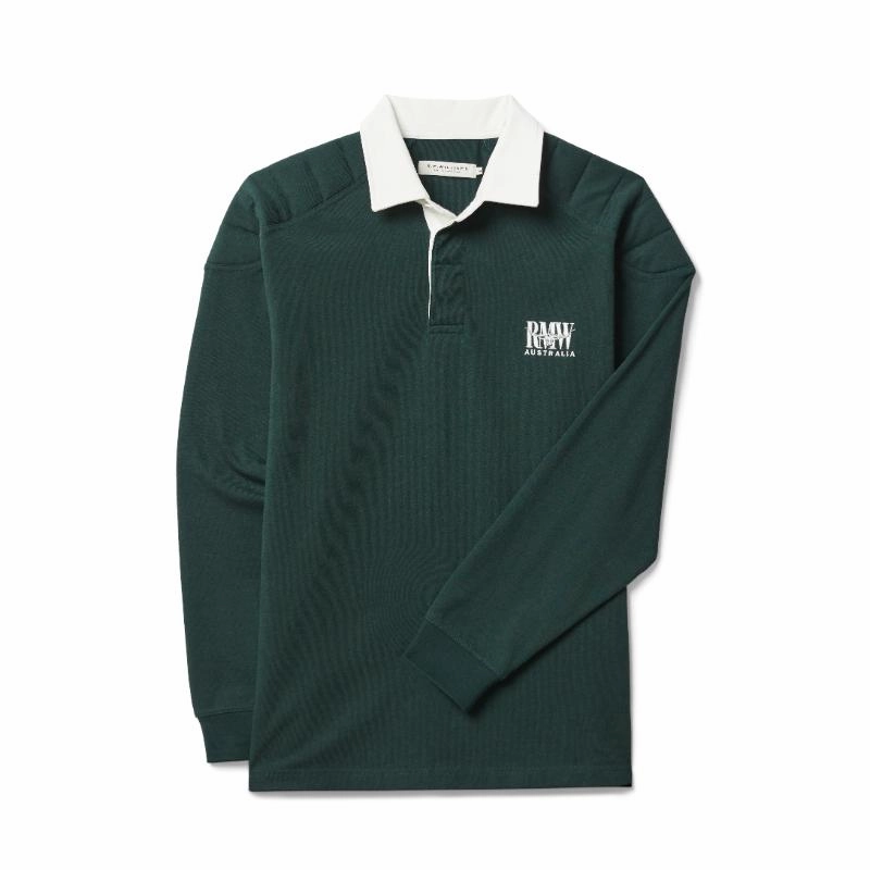 R.M.Williams Classic R.M.W Mens Rugby Shirt - Pine Flash Discount Today