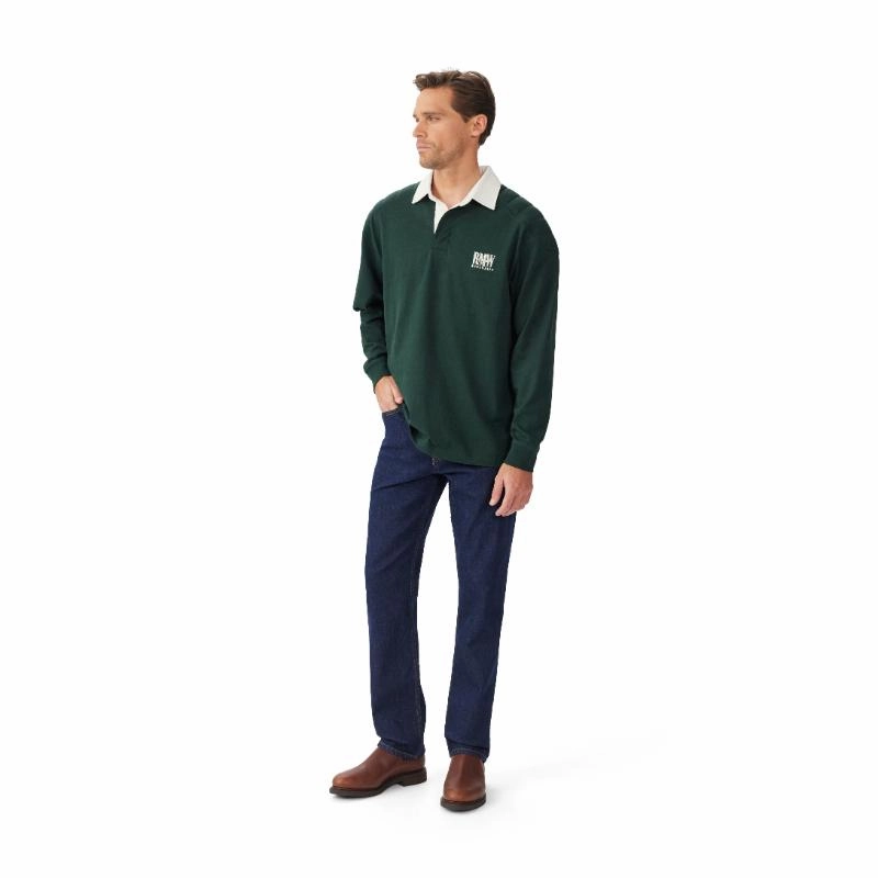 R.M.Williams Classic R.M.W Mens Rugby Shirt - Pine Today Only Discount Surprise Offer Now