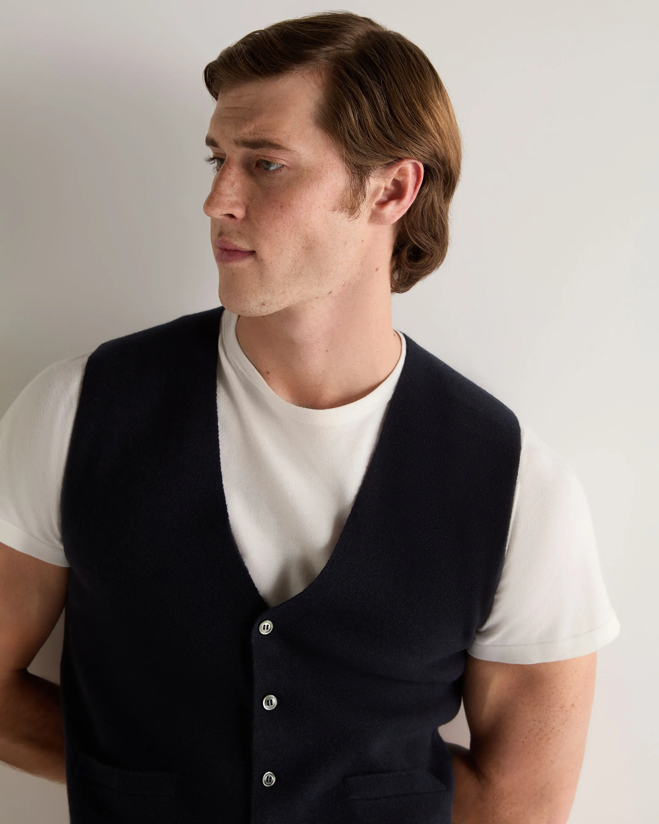 Men'S Chelsea Cashmere Waistcoat Navy Blue Shop Hot Deals MustShop Sale