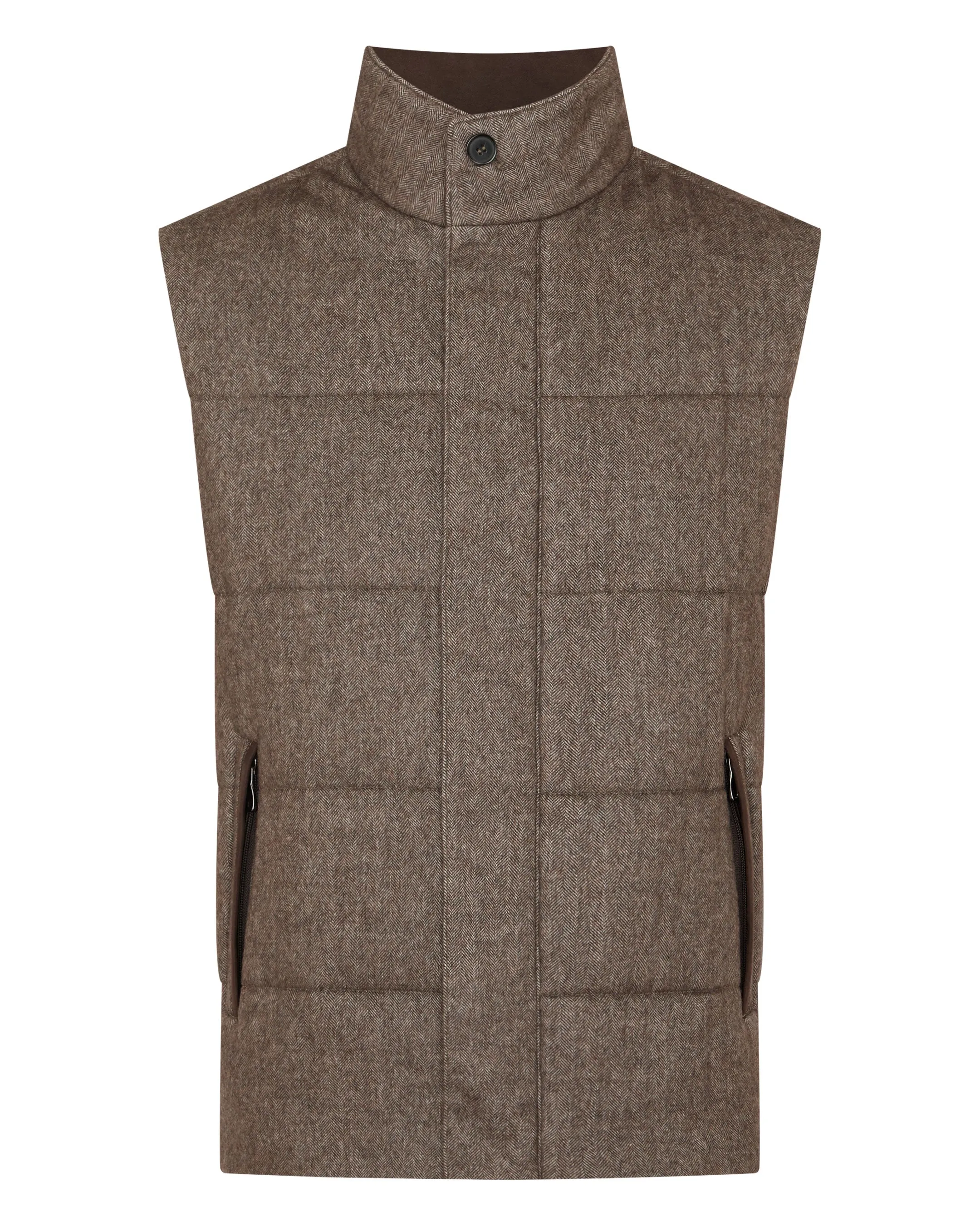 Men'S Vancouver Herringbone Gilet Brown Hot Offer Frenzy Best Seller Deal