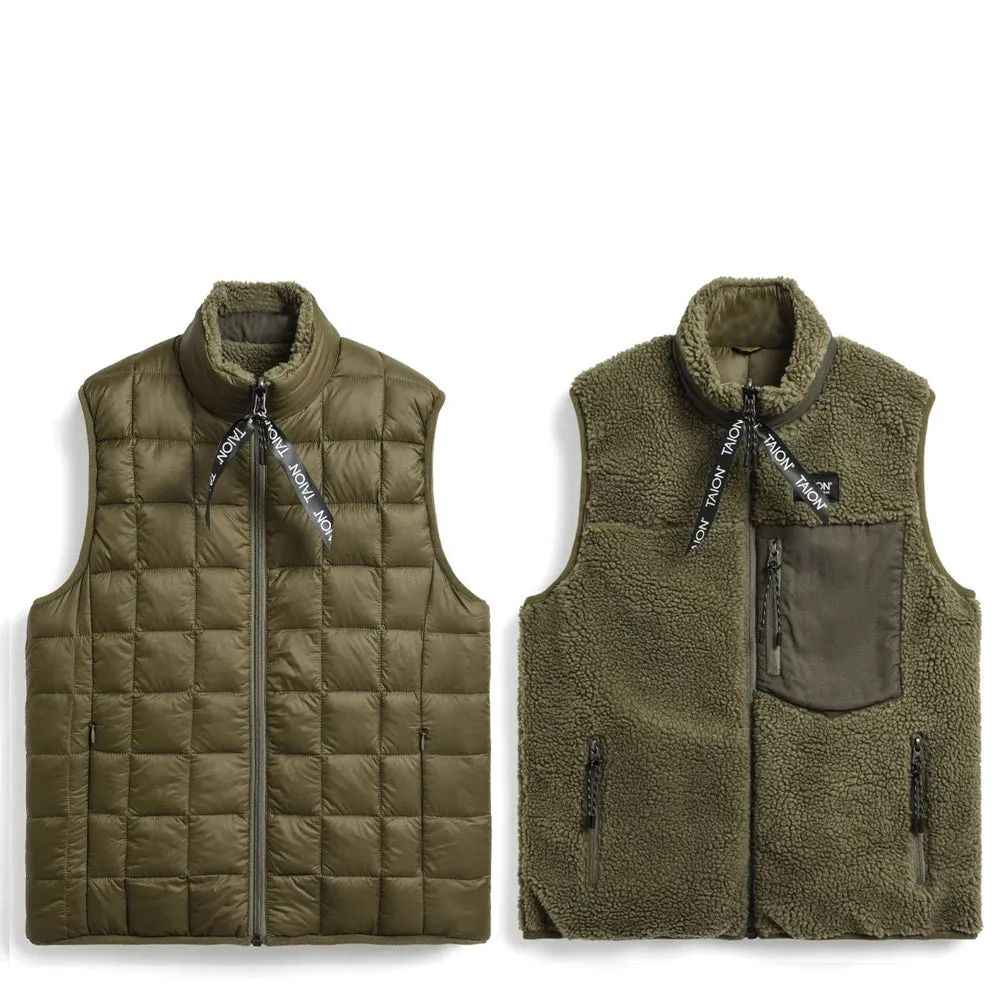 Taion Down Boa Reversible Vest Olive / Dark Olive Grab It Fast