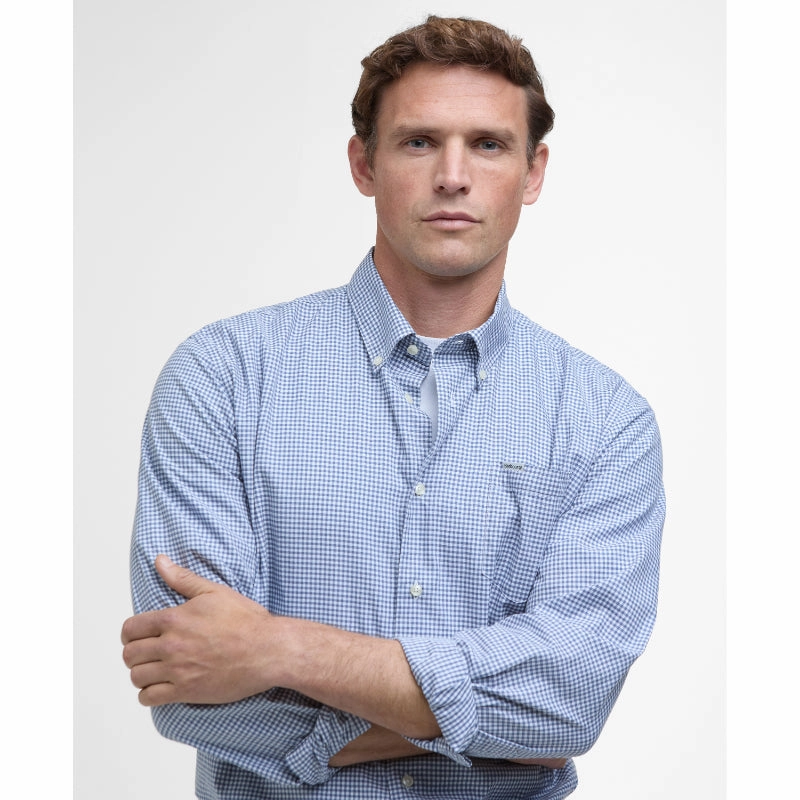 Barbour Finwell Gingham Mens Regular Fit Shirt - Sky EndofWeek Deals