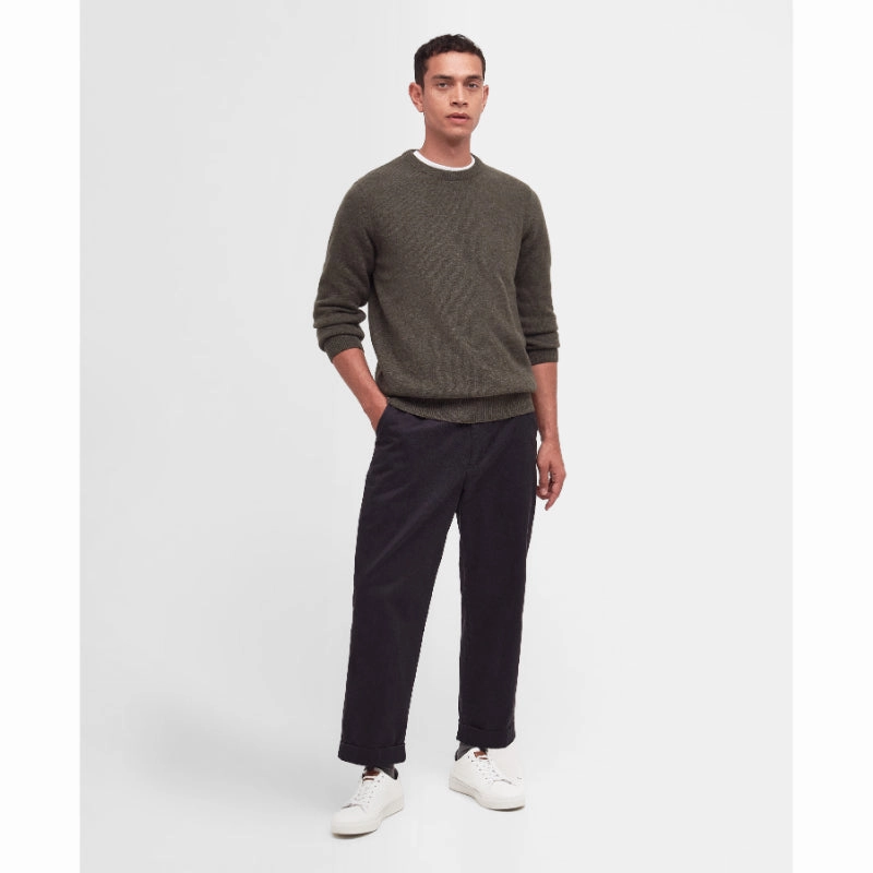 Barbour Nelson Essential Lambswool Crew Neck Mens Jumper - Seaweed Instant Deal Today Special Surprise Sale