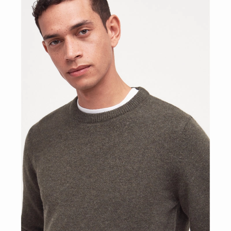 Sale Ending Soon Barbour Nelson Essential Lambswool Crew Neck Mens Jumper - Seaweed