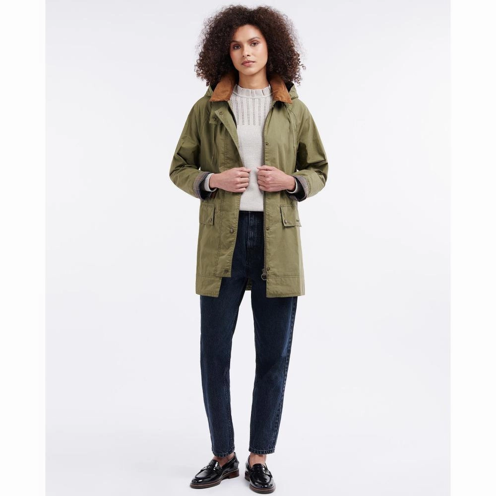 Barbour Oxburgh Showerproof Ladies Jacket - Olive/Classic Flash Deal Today Exclusive Online Offer