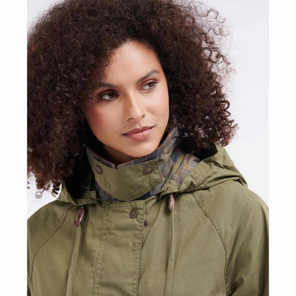 Barbour Oxburgh Showerproof Ladies Jacket - Olive/Classic Daily Deal Frenzy