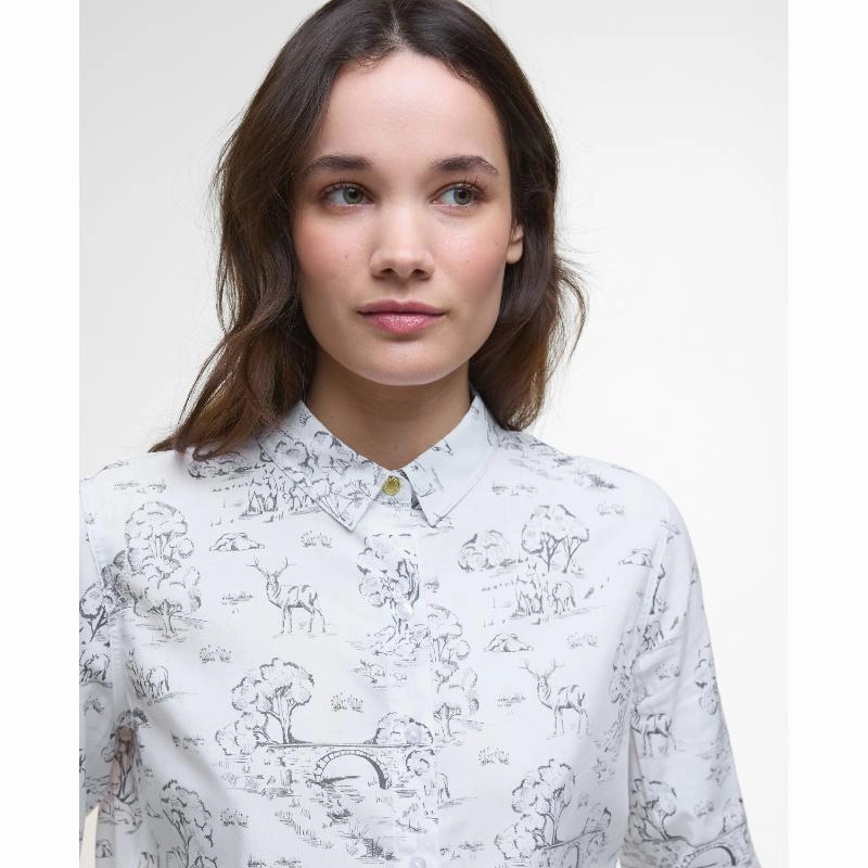 Barbour Safari Dog Print Ladies Shirt - Woodland Print Online Exclusive Deal Shop Hot Deals