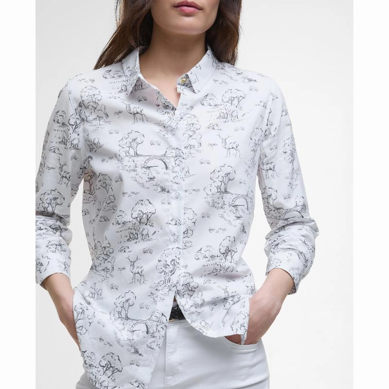 Barbour Safari Dog Print Ladies Shirt - Woodland Print Hot Pick Sale Flash Discount Today