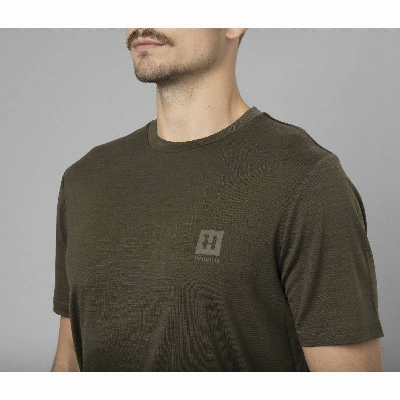 Weekend Flash Offer Harkila Base All Season Mens T-Shirt - Willow Green