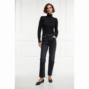 Holland Cooper High Rise Ladies Slim Jeans  - Washed Black Last Chance Steal