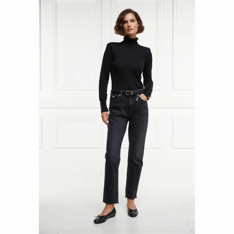 Holland Cooper High Rise Ladies Slim Jeans  - Washed Black Last Chance Steal