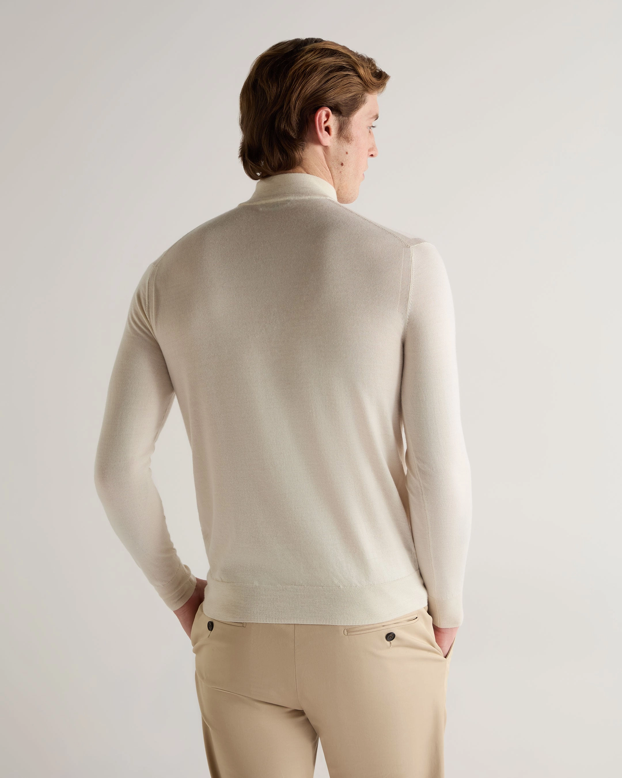 Today Only Discount Men'S Fine Gauge Cashmere Turtle Neck Jumper New Ivory White