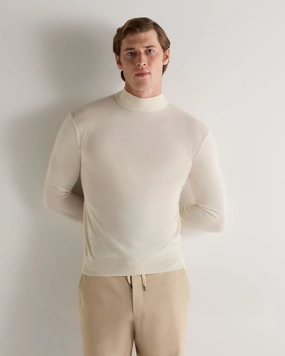 Special Steal Event Daily Deal Frenzy Men'S Fine Gauge Cashmere Turtle Neck Jumper New Ivory White
