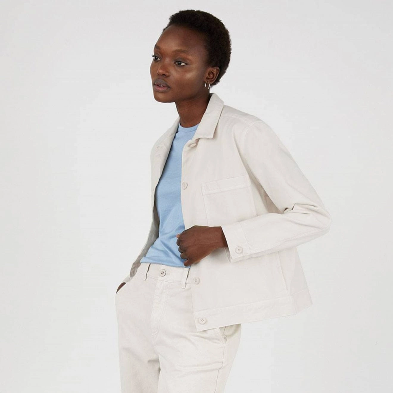 Sunspel Womens Chore Jacket Chalk Clearance Sale