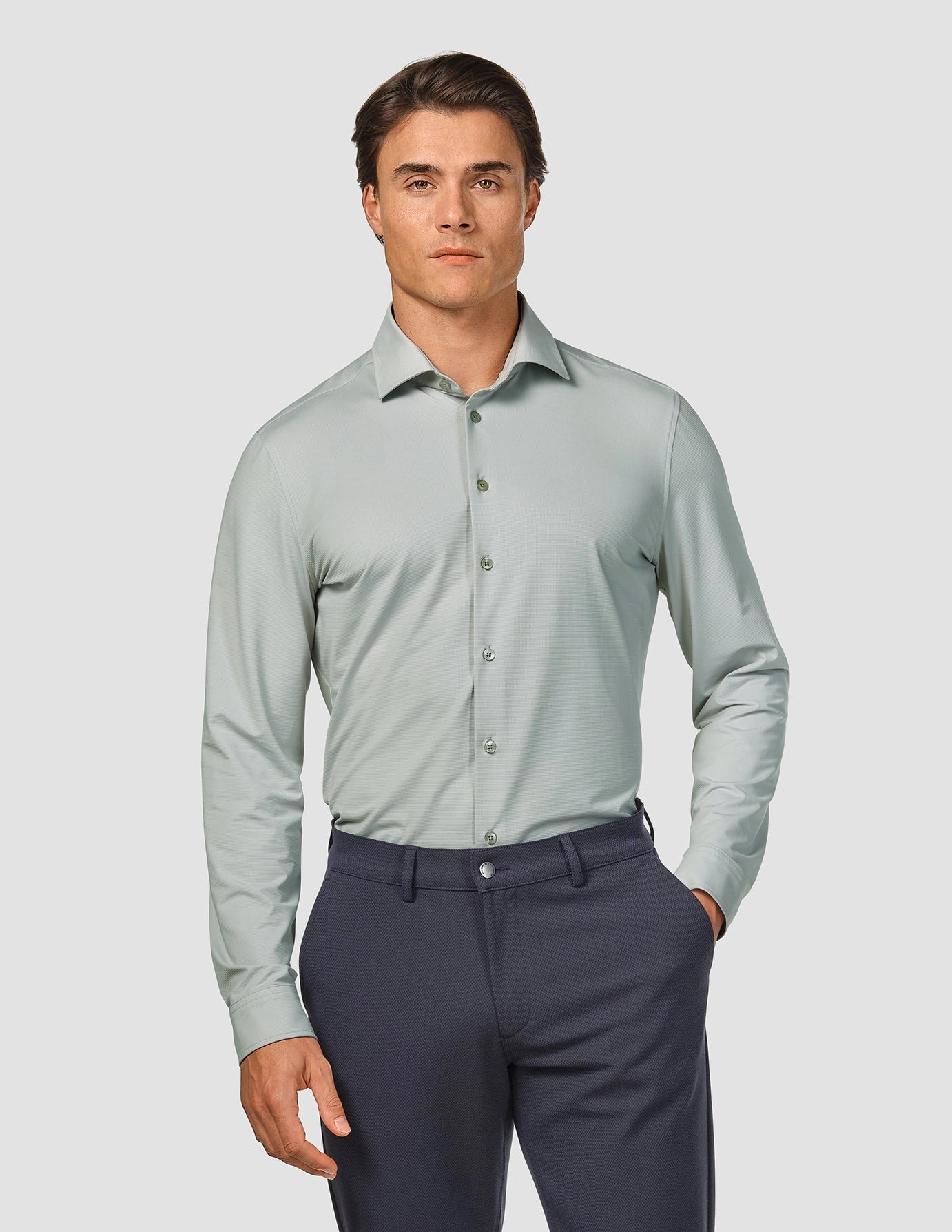 Travel Shirt Mint Grey Slim Special Price Today