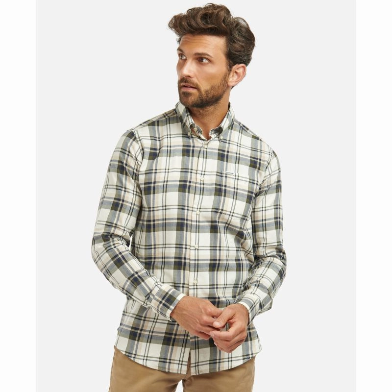 Barbour Falstone Tailored Fit Mens Shirt - Stone Hot Sale Frenzy New Arrival Discount