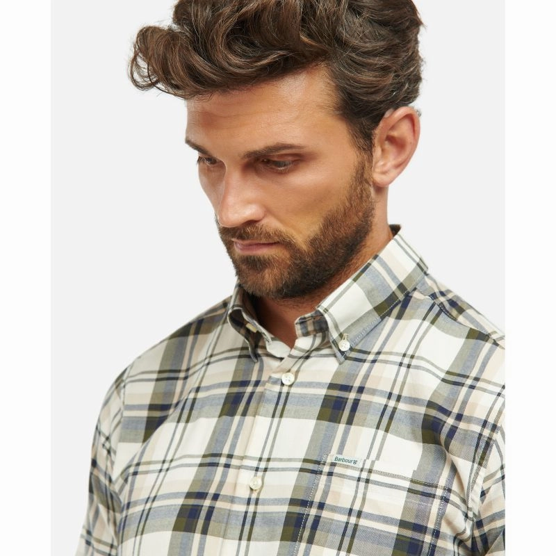 Barbour Falstone Tailored Fit Mens Shirt - Stone Grab It Now Hot Pick Sale