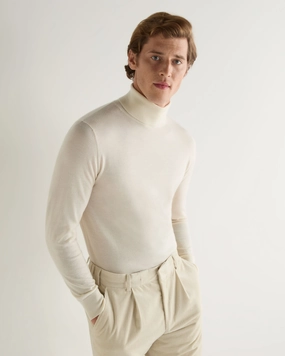 Men'S Pimlico Fine Gauge Cashmere Roll Neck Jumper New Ivory White Todays Hot Pick Daily Special Offer