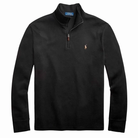 Limited Time Discount Special Offer Inside Polo Ralph Lauren Estate-Rib Quarter-Zip Pullover Polo Black
