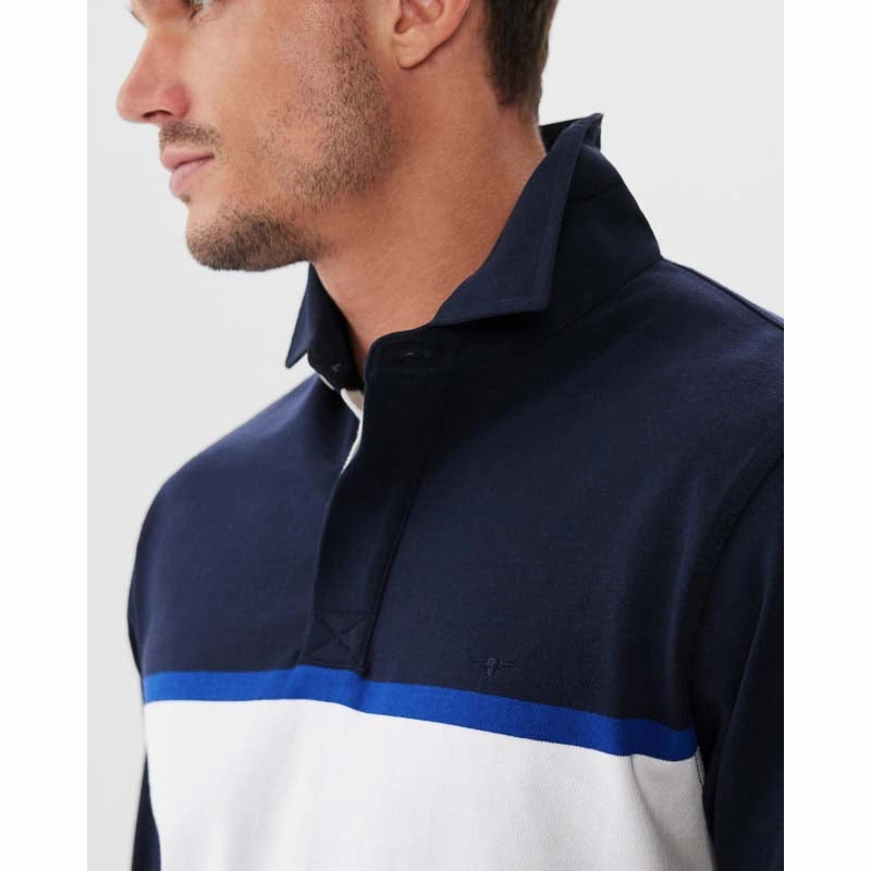 R.M.Williams Tweedale Mens Cotton Rugby Shirt - Navy/White Daily Hot Deal Todays Hot Savings