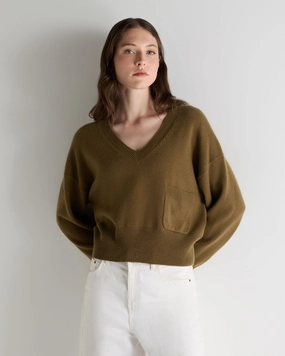 Flash Sale Alert Now Dont Miss This Steal Women'S Cropped V Neck Cashmere Jumper Cinnamon Brown