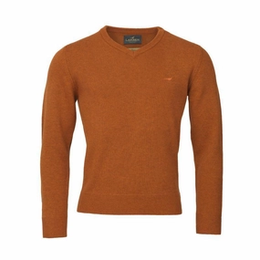 Online Exclusive Steal Todays Hot Savings Laksen Johnston V-Neck Lambswool Mens Jumper - Blood Orange