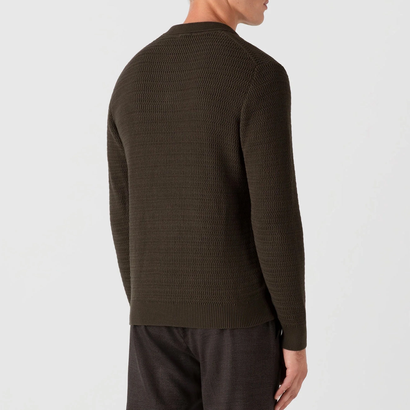 Today Only Special Sunspel Textured Cotton L/S Polo Knitwear Khaki