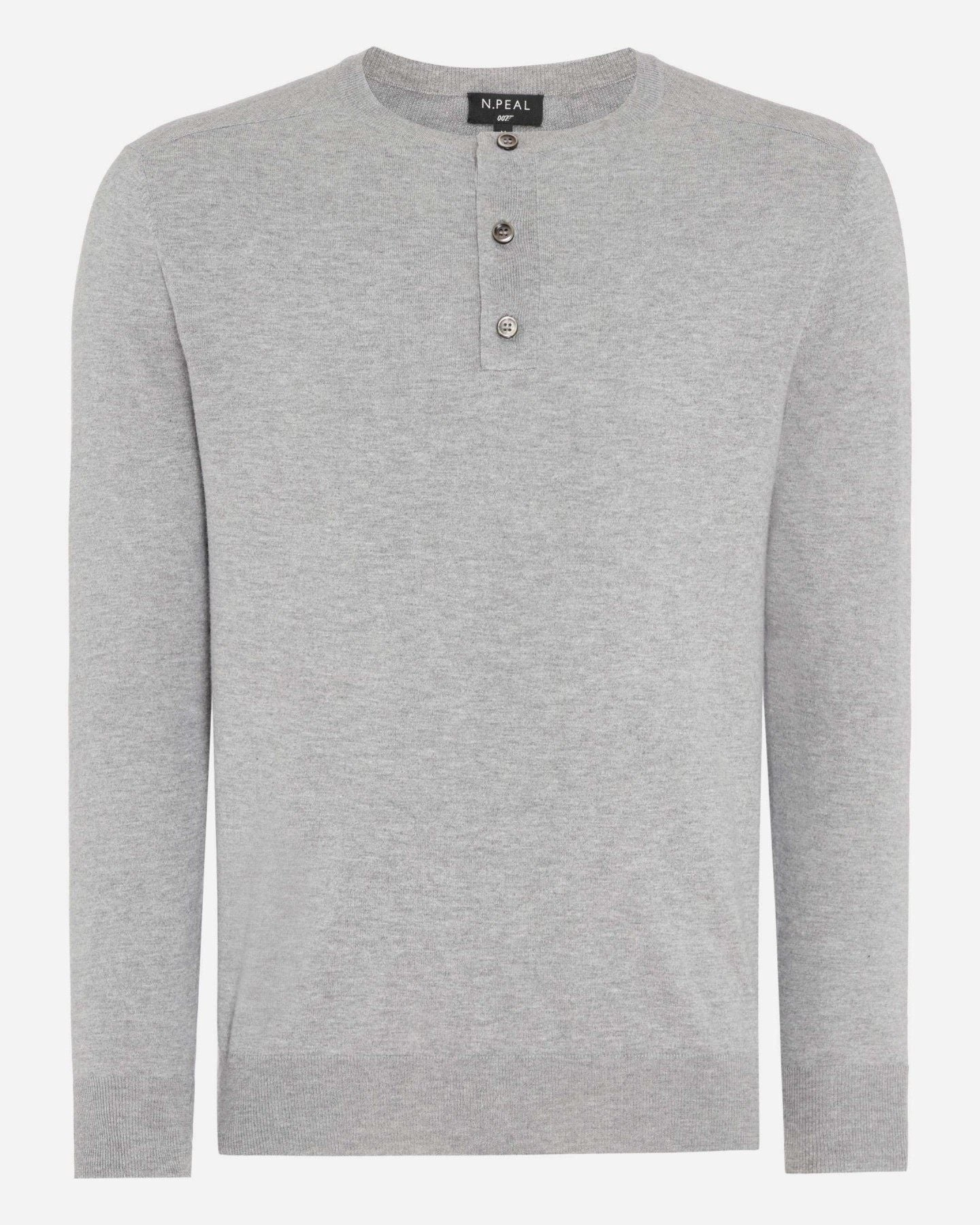 Best Seller Deal Flash Deal Alert 007 Round Neck Cotton Cashmere Henley Light Grey