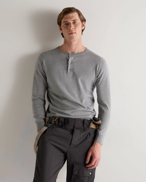 007 Round Neck Cotton Cashmere Henley Light Grey Steal Todays Offer Price Drop Today