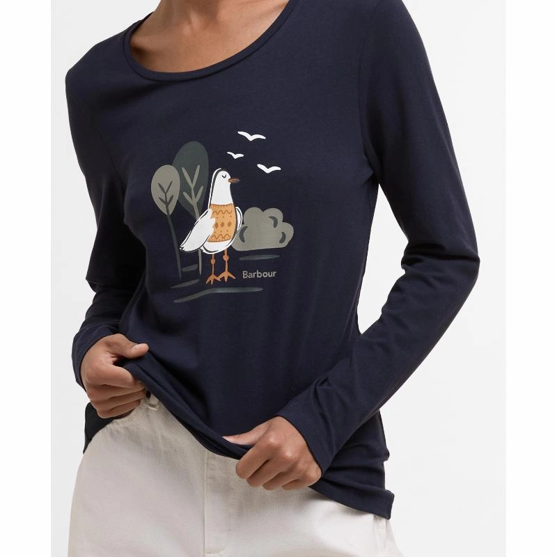 Hot Pick Sale Flash Deal Today Barbour Lossie Long Sleeve Ladies T-Shirt - Navy