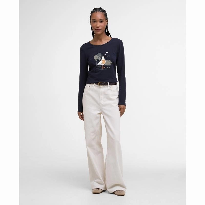 Barbour Lossie Long Sleeve Ladies T-Shirt - Navy Online Exclusive Savings Grab the Deal Now