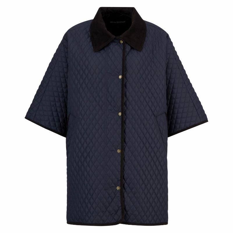 Dont Miss These Savings Barbour Oakham Ladies Quilted Cape - Dark Navy