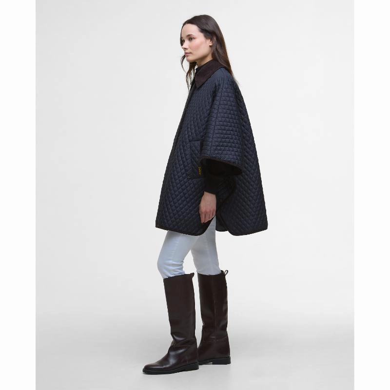 MustHave Deals Hot Pick Online Barbour Oakham Ladies Quilted Cape - Dark Navy