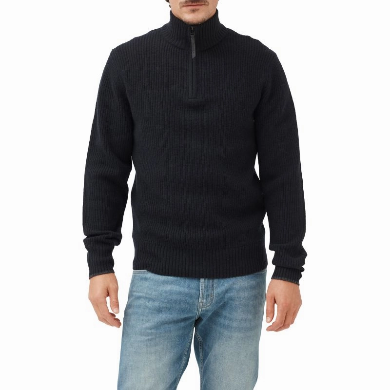 Rodd & Gunn Robbies Road Mens Australian Fine Lambswool 1/4 Zip Jumper - Midnight Online Deal Frenzy Sale Ending Soon