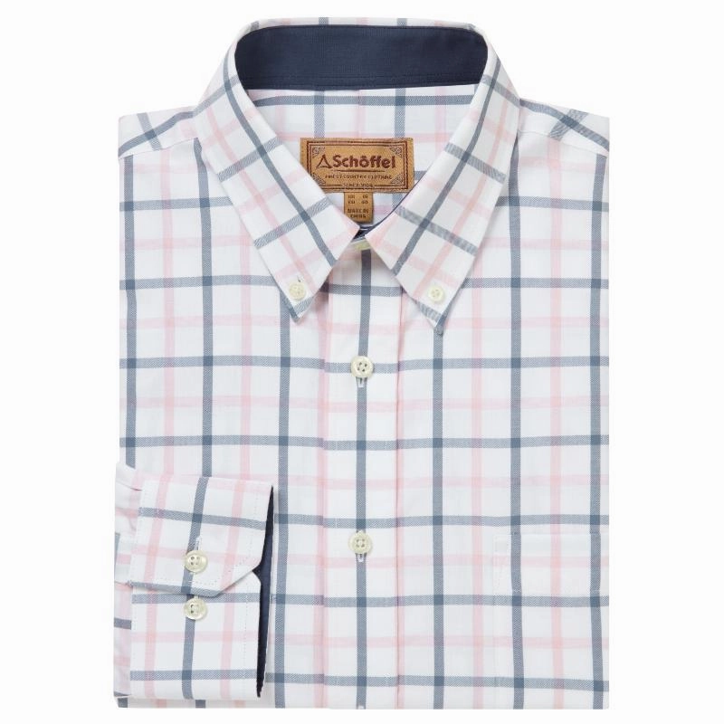 Schoffel Brancaster Classic Mens Shirt - Stone Blue Check Hot Discount Deal Dont Miss Todays Deal