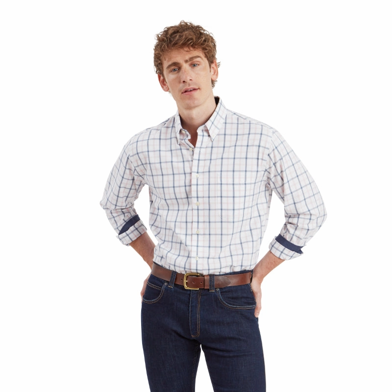 Trending Hot Picks Schoffel Brancaster Classic Mens Shirt - Stone Blue Check