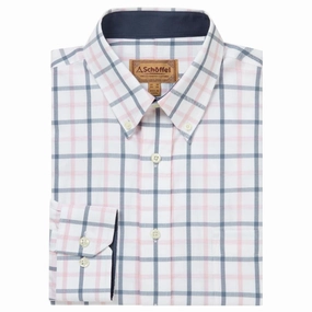 Schoffel Brancaster Classic Mens Shirt - Stone Blue Check Hot Discount Deal Dont Miss Todays Deal