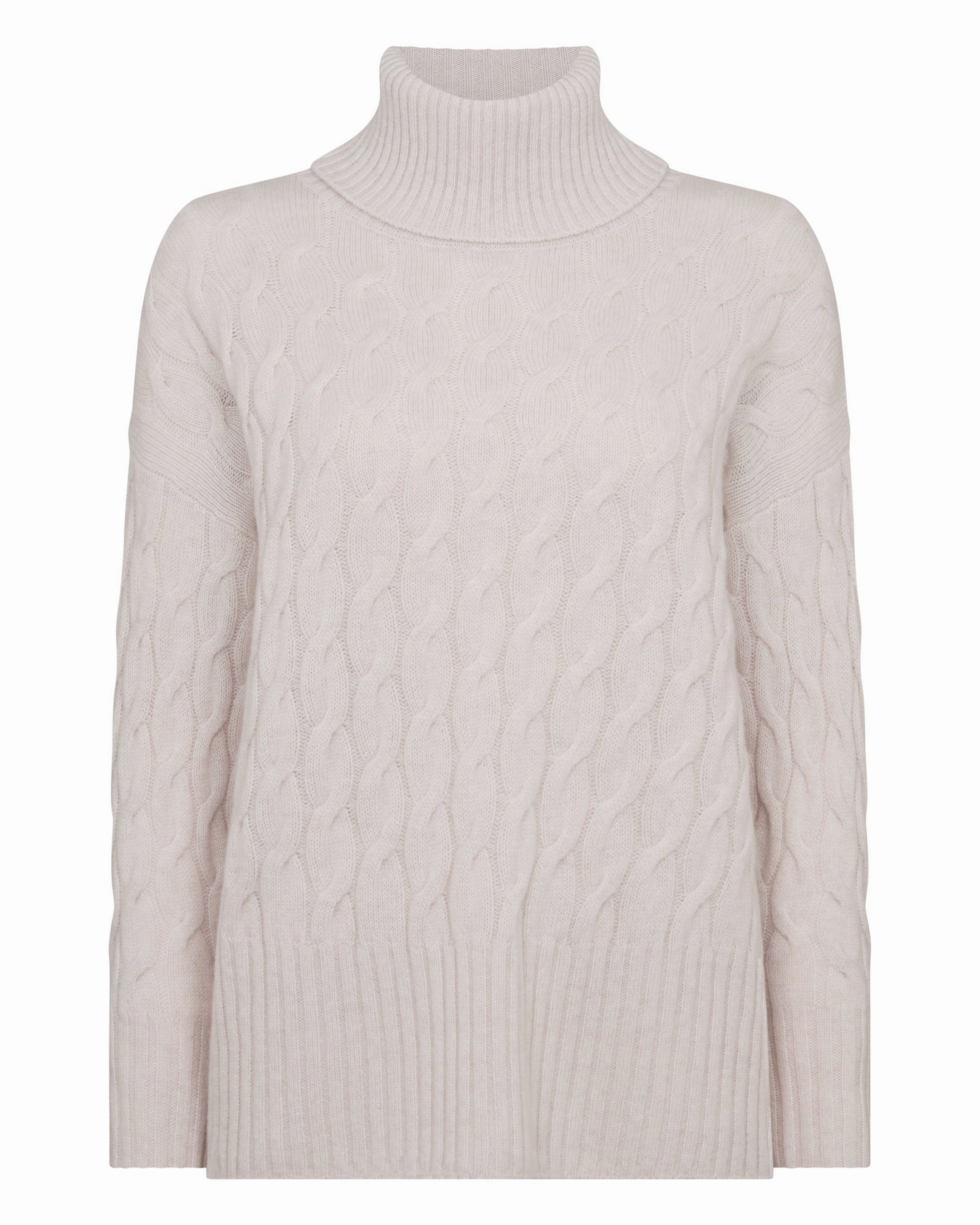 Shop Hot Picks Women'S Emmie Relaxed Cable Roll Neck Cashmere Jumper Frost White