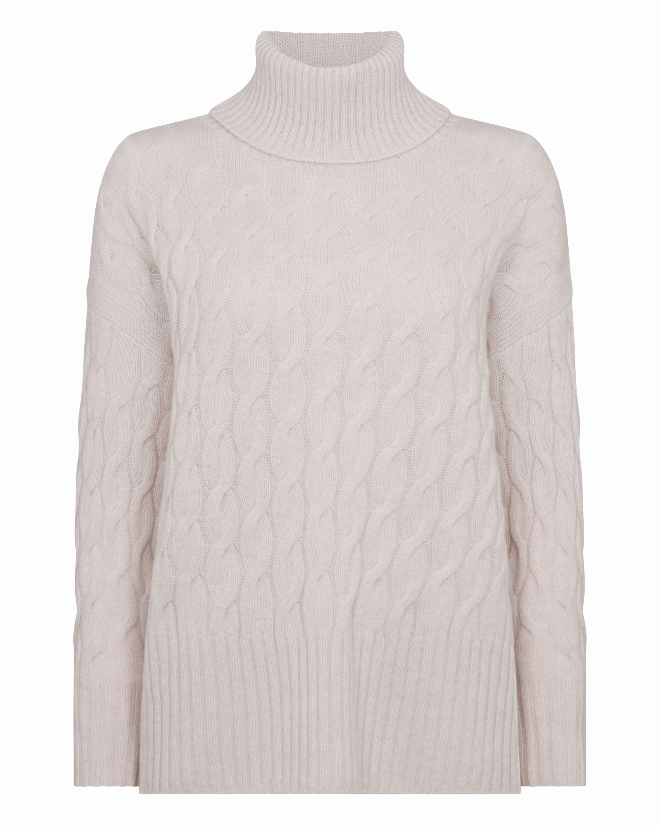 Mega Discount Today Mega Sale Now Women'S Emmie Relaxed Cable Roll Neck Cashmere Jumper Frost White