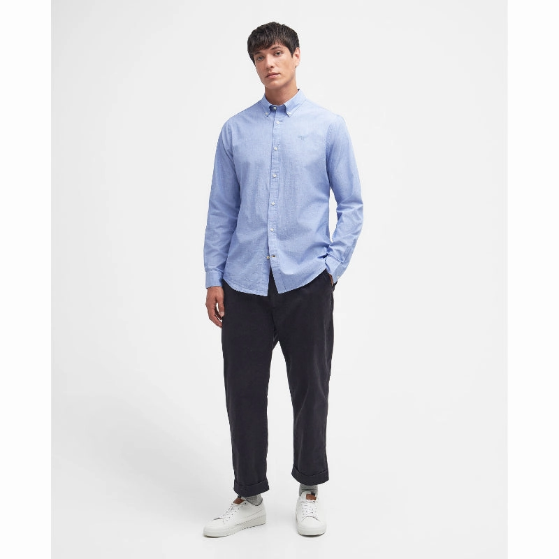 Barbour Crest Poplin Mens Tailored Fit Shirt - Sky Hot Savings Alert