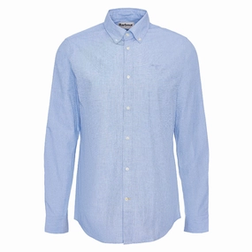 Barbour Crest Poplin Mens Tailored Fit Shirt - Sky Limited Time Discount MustHave Deals
